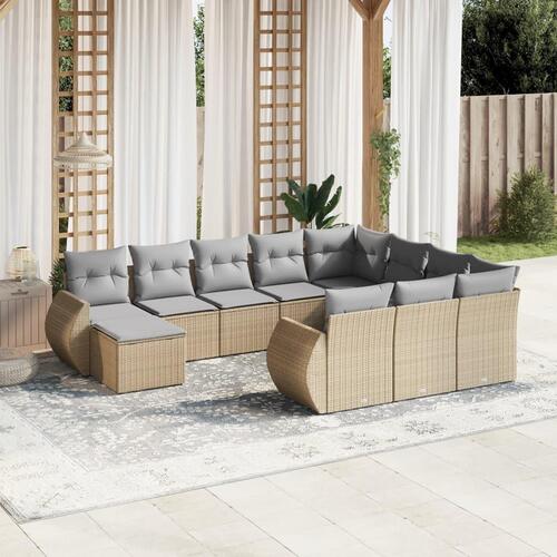 Sofasæt til haven 11 dele med hynder polyrattan beige