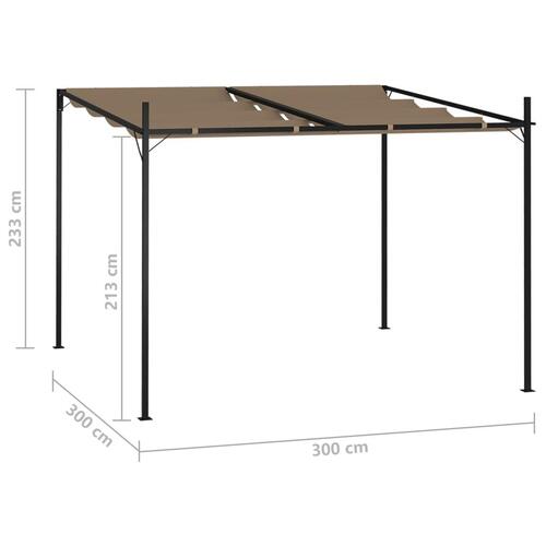Havepavillon med udtrækkeligt tag 300x300x233 cm gråbrun
