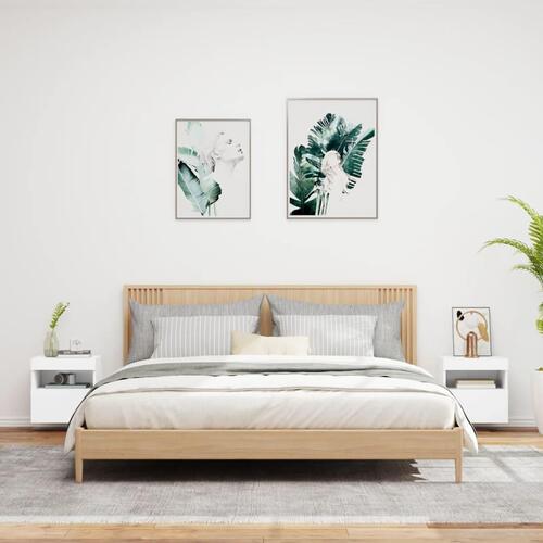 Væghængte tv-borde 2 stk. med LED-lys 40x30x40 cm hvid