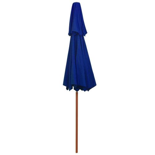 Dobbelt parasol med træstang 270 cm blå