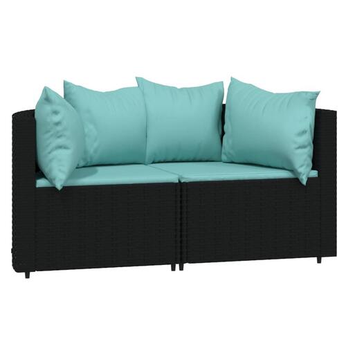 Hjørnemoduler til havesofa 2 stk. med hynder polyrattan sort