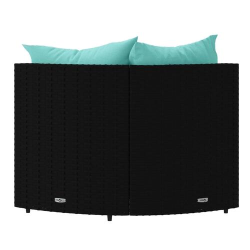 Hjørnemoduler til havesofa 2 stk. med hynder polyrattan sort