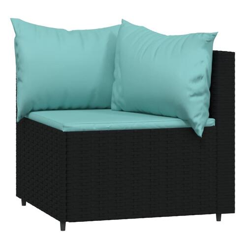 Hjørnemoduler til havesofa 2 stk. med hynder polyrattan sort