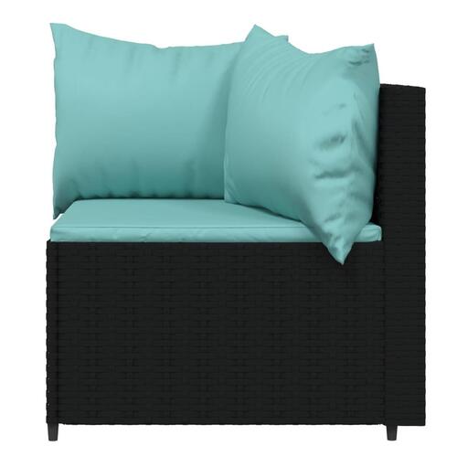 Hjørnemoduler til havesofa 2 stk. med hynder polyrattan sort