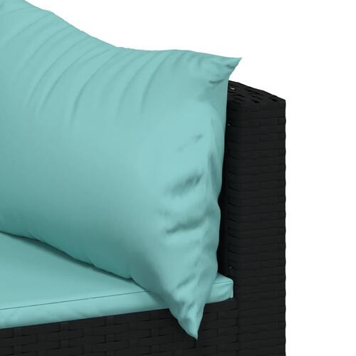 Hjørnemoduler til havesofa 2 stk. med hynder polyrattan sort