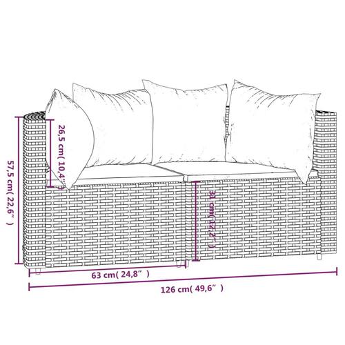 Hjørnemoduler til havesofa 2 stk. med hynder polyrattan sort