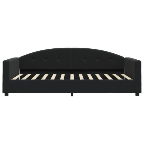 Daybed 100×200 cm i velour - sort sovesofa med lamelbund