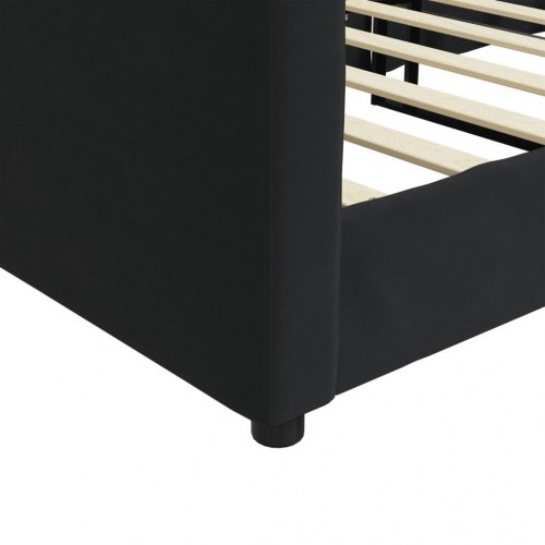Daybed 100×200 cm i velour - sort sovesofa med lamelbund