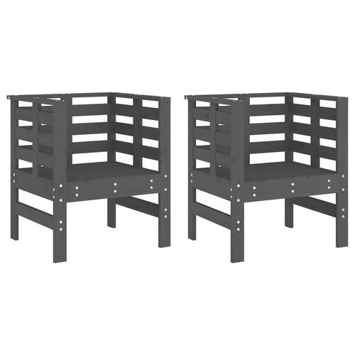 Havestole 2 stk. 61,5x53x71 cm massivt fyrretræ grå