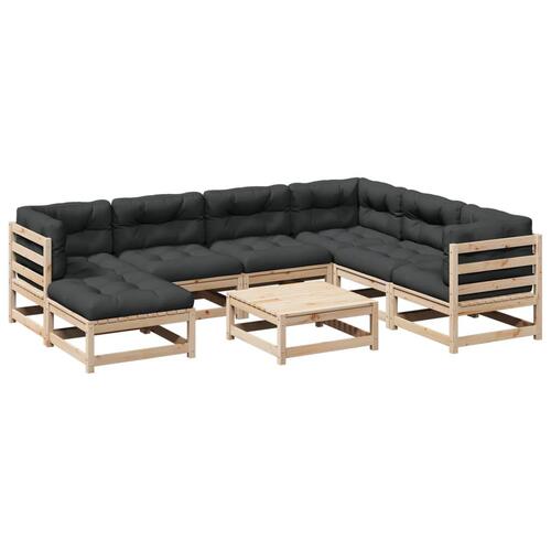 Sofasæt til haven 8 dele med hynder massivt fyrretræ