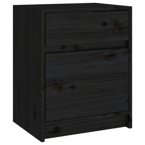Sengeskabe 2 stk. 40x31x50 cm massivt fyrretræ sort
