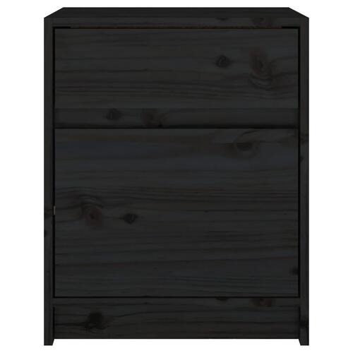 Sengeskabe 2 stk. 40x31x50 cm massivt fyrretræ sort