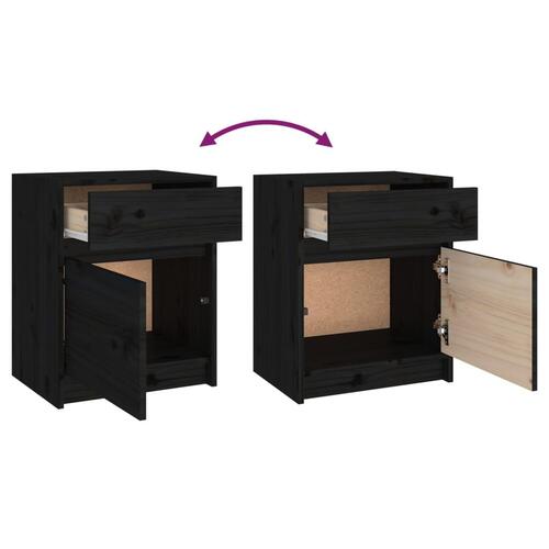 Sengeskabe 2 stk. 40x31x50 cm massivt fyrretræ sort