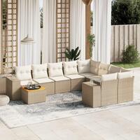 Sofasæt til haven 10 dele med hynder polyrattan beige