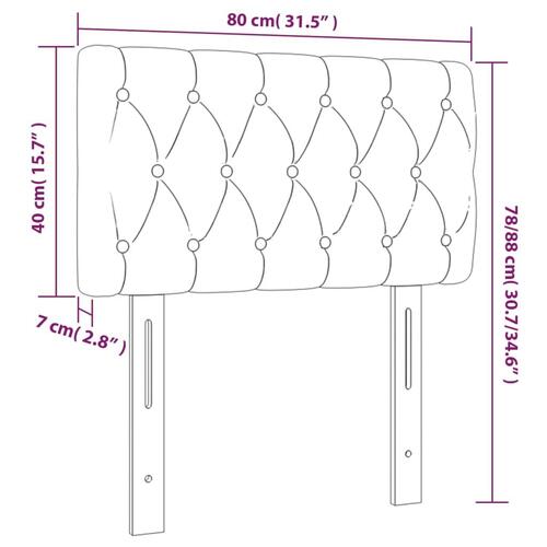 Sengegavl med LED-lys 80x7x78/88 cm velour lyserød