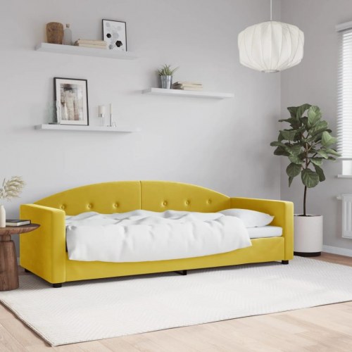Daybed 80×200 cm i velour - gul sovesofa med armlæn