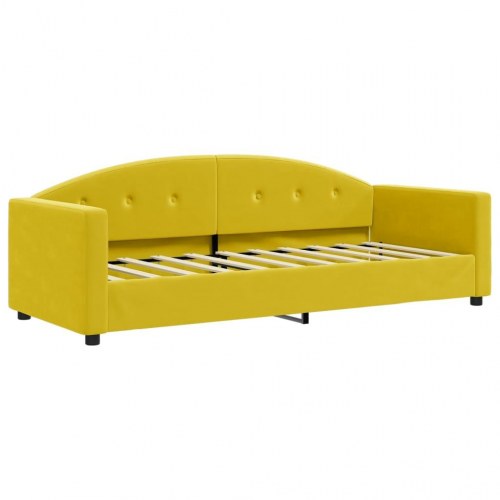 Daybed 80×200 cm i velour - gul sovesofa med armlæn
