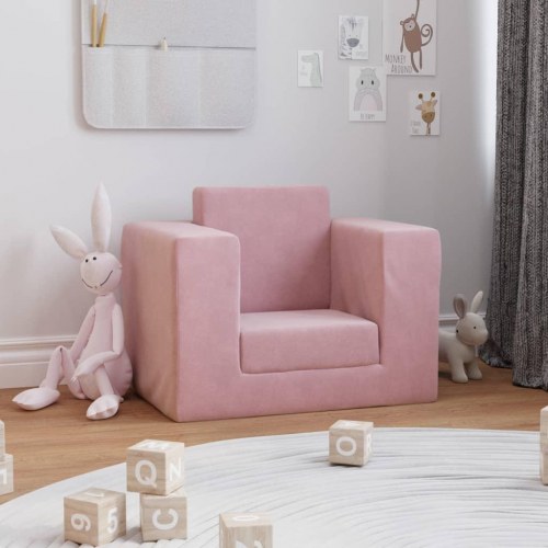 Sofaseng til børn blødt plys lyserød
