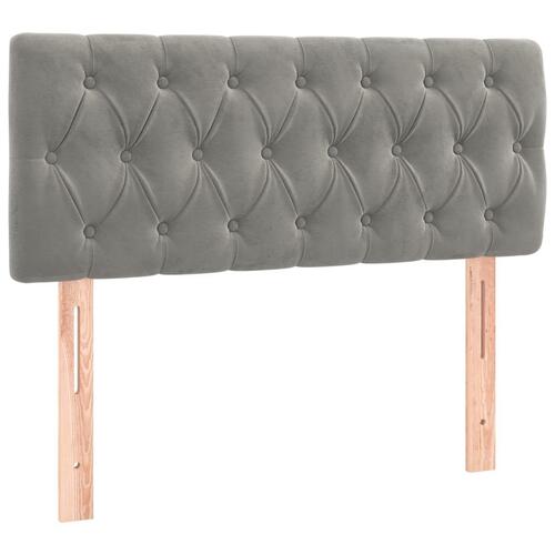 Sengegavl med LED-lys 90x7x78/88 cm velour lysegrå