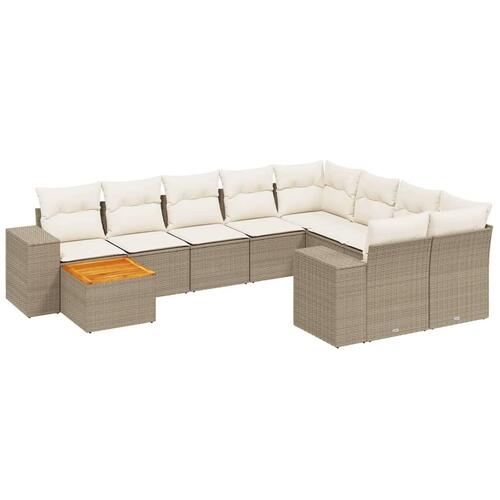 Sofasæt til haven 11 dele med hynder polyrattan beige
