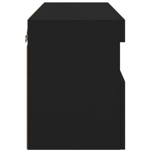 Væghængt tv-bord med LED-lys 60x30x30 cm sort