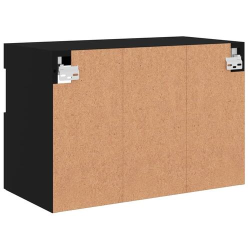 Væghængt tv-bord med LED-lys 60x30x30 cm sort