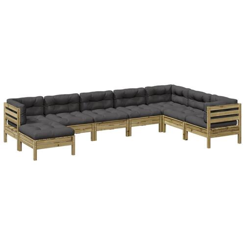 Sofasæt til haven 8 dele med hynder imprægneret fyrretræ