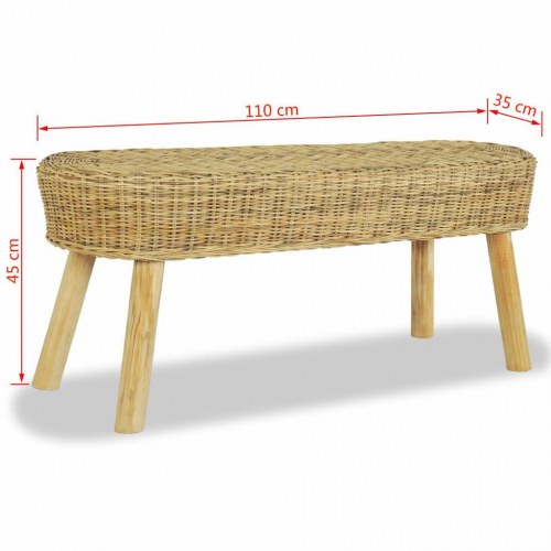 Entrébænk 110 x 35 x 45 cm naturligt rattan