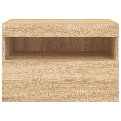 Væghængt tv-bord med LED-lys 60x30x40 cm sonoma-eg