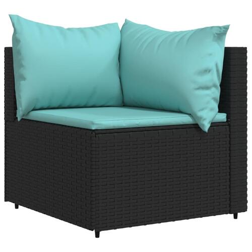 Hjørnemodul til havesofa med hynder polyrattan sort
