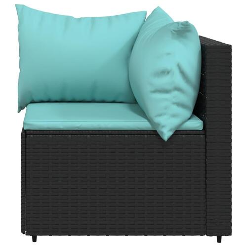 Hjørnemodul til havesofa med hynder polyrattan sort