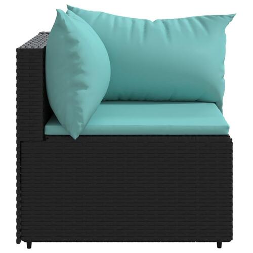 Hjørnemodul til havesofa med hynder polyrattan sort