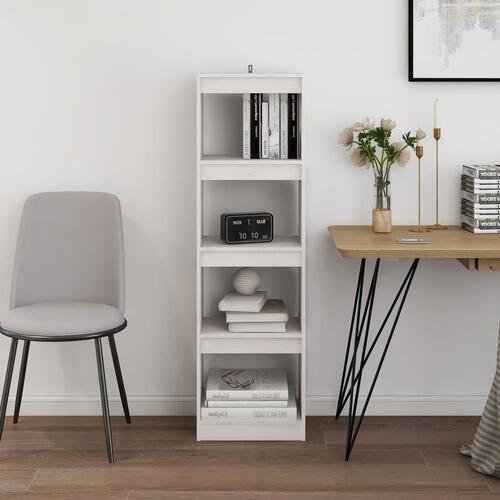 Bogreol/rumdeler 40x30x135,5 cm massivt fyrretræ hvid