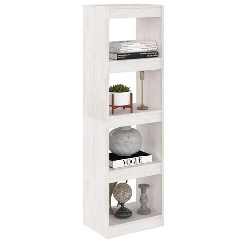 Bogreol/rumdeler 40x30x135,5 cm massivt fyrretræ hvid