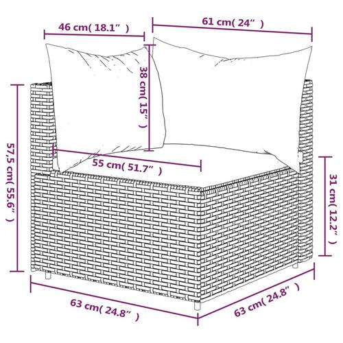 Hjørnemodul til havesofa med hynder polyrattan sort