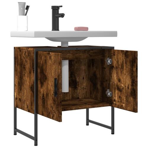 Underskab til håndvask 60x33x60 cm konstrueret træ røget eg