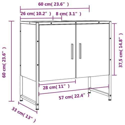Underskab til håndvask 60x33x60 cm konstrueret træ røget eg