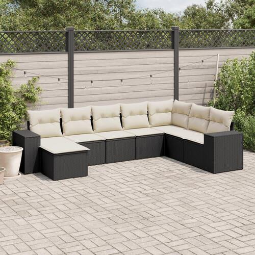 Sofasæt til haven 8 dele med hynder polyrattan sort