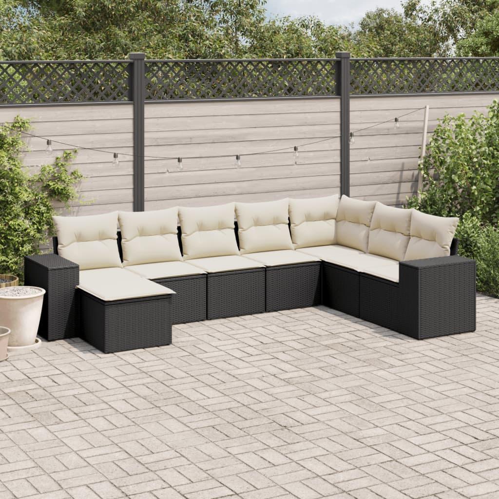 Sofasæt til haven 8 dele med hynder polyrattan sort