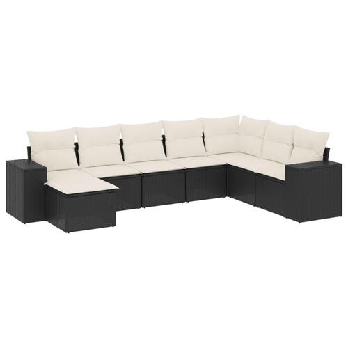 Sofasæt til haven 8 dele med hynder polyrattan sort