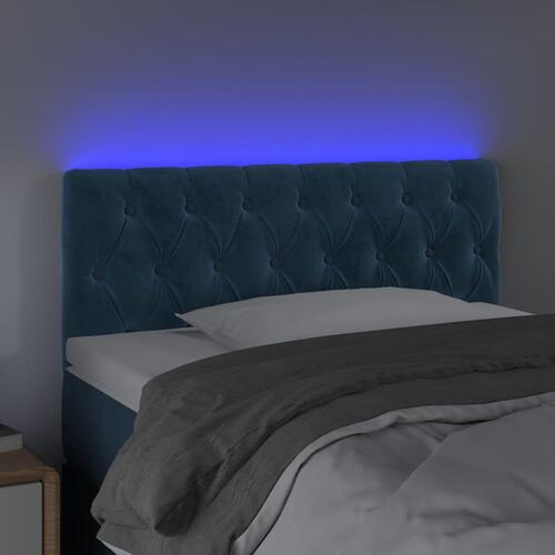 Sengegavl med LED-lys 90x7x78/88 cm velour mørkeblå