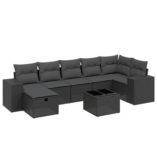 Sofasæt til haven 8 dele med hynder polyrattan sort