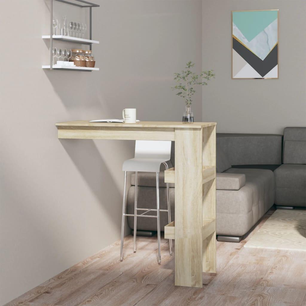 Vægmonteret barbord 102x45x103,5 cm konstrueret træ sonoma-eg