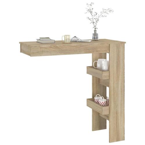 Vægmonteret barbord 102x45x103,5 cm konstrueret træ sonoma-eg