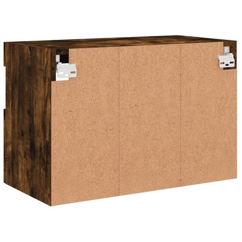 Væghængt tv-bord med LED-lys 60x30x40 cm røget egetræsfarve