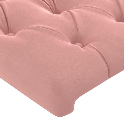 Sengegavl med LED-lys 90x7x78/88 cm velour lyserød