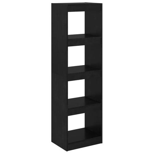 Bogreol/rumdeler 40x30x135,5 cm massivt fyrretræ sort