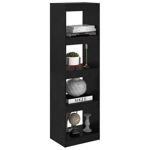 Bogreol/rumdeler 40x30x135,5 cm massivt fyrretræ sort