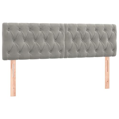 Sengegavl med LED-lys 160x7x78/88 cm velour lysegrå