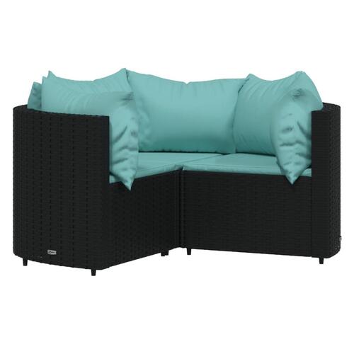 Loungesæt til haven 4 dele med hynder polyrattan sort